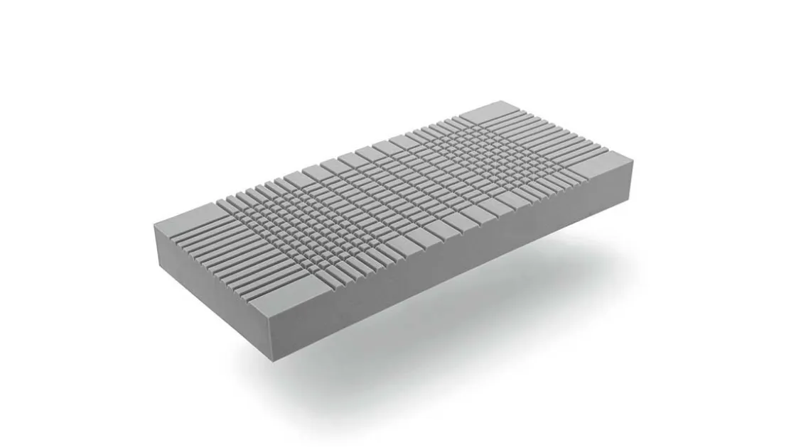 Materasso Elast Tec in Reliliance, espanso cellula aperta per massima areazione, piano riposo con 5 zone di portanza differenziata di Sinuo