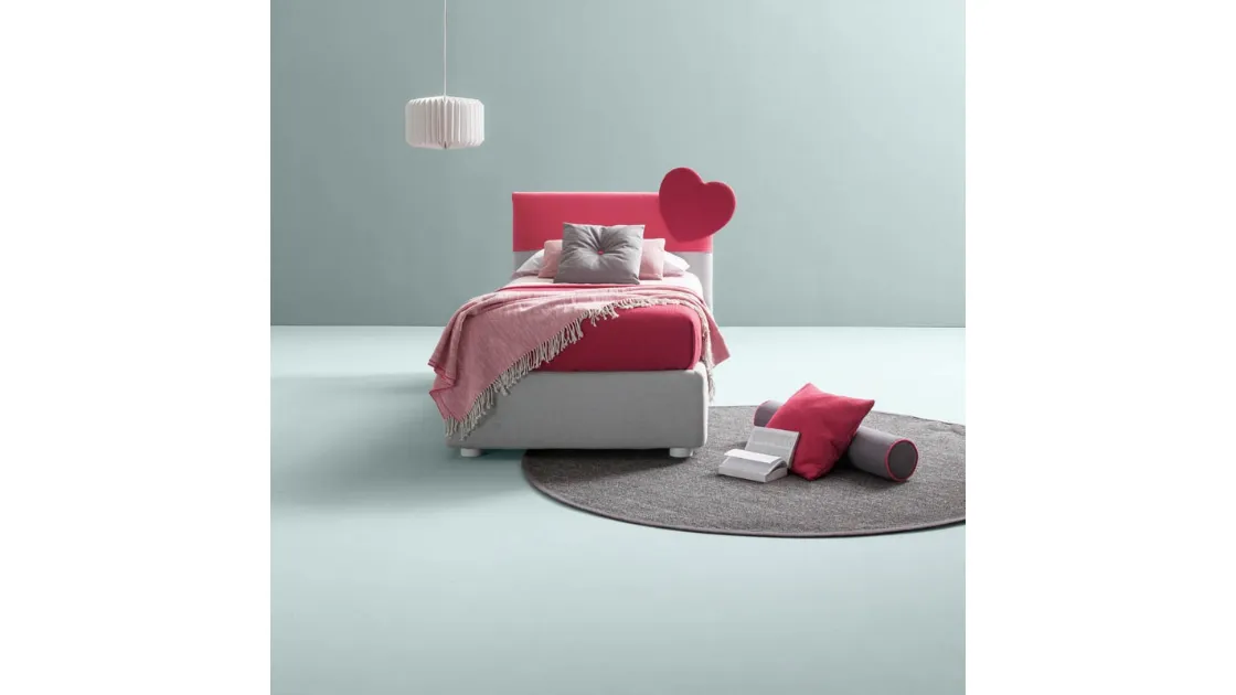 Letto singolo in tessuto con testiera a cuore Plain di Bside