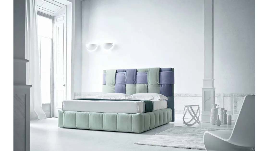 Letto in tessuto morbido con testiera intrecciata Tiffany di Felis