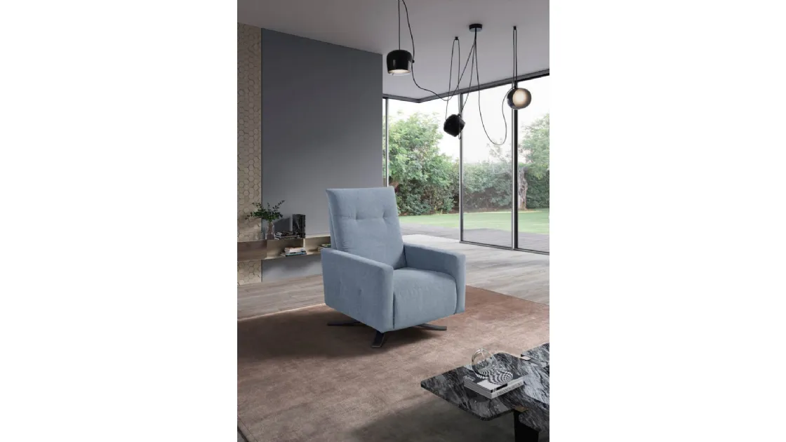 Poltrona relax in tessuto con base girevole in metallo Morfeo di Sofangel