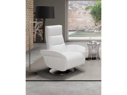 Poltrona relax con testiera regolabile e base in metallo Bruxelles Swivel di Spaziorelax