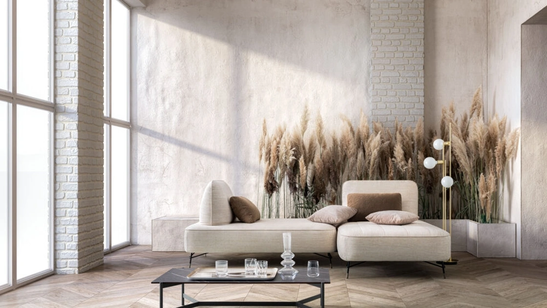 Divano in tessuto con penisola Matrix Special di Samoa